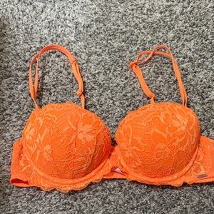 PINK Victoria's Secret Bright Orange Lace Bra